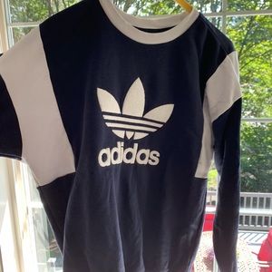 adidas navy and white crew neck